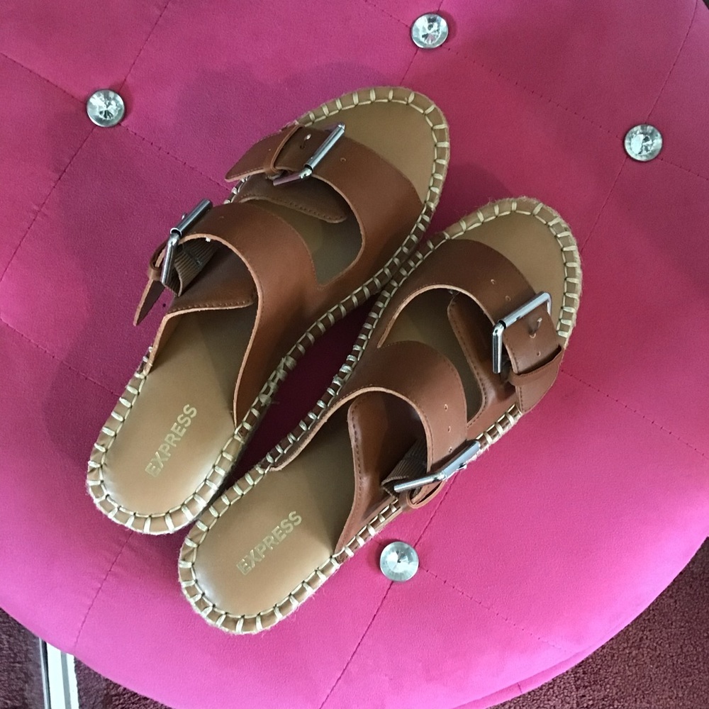 Express / New With Tags, Never Worn / Brown Espadrille Style Platform Sandals